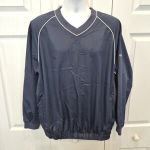 FootJoy FJ Jacket Mens M Navy Golf V-Neck Windbreaker Long Sleeve Pockets Resort
